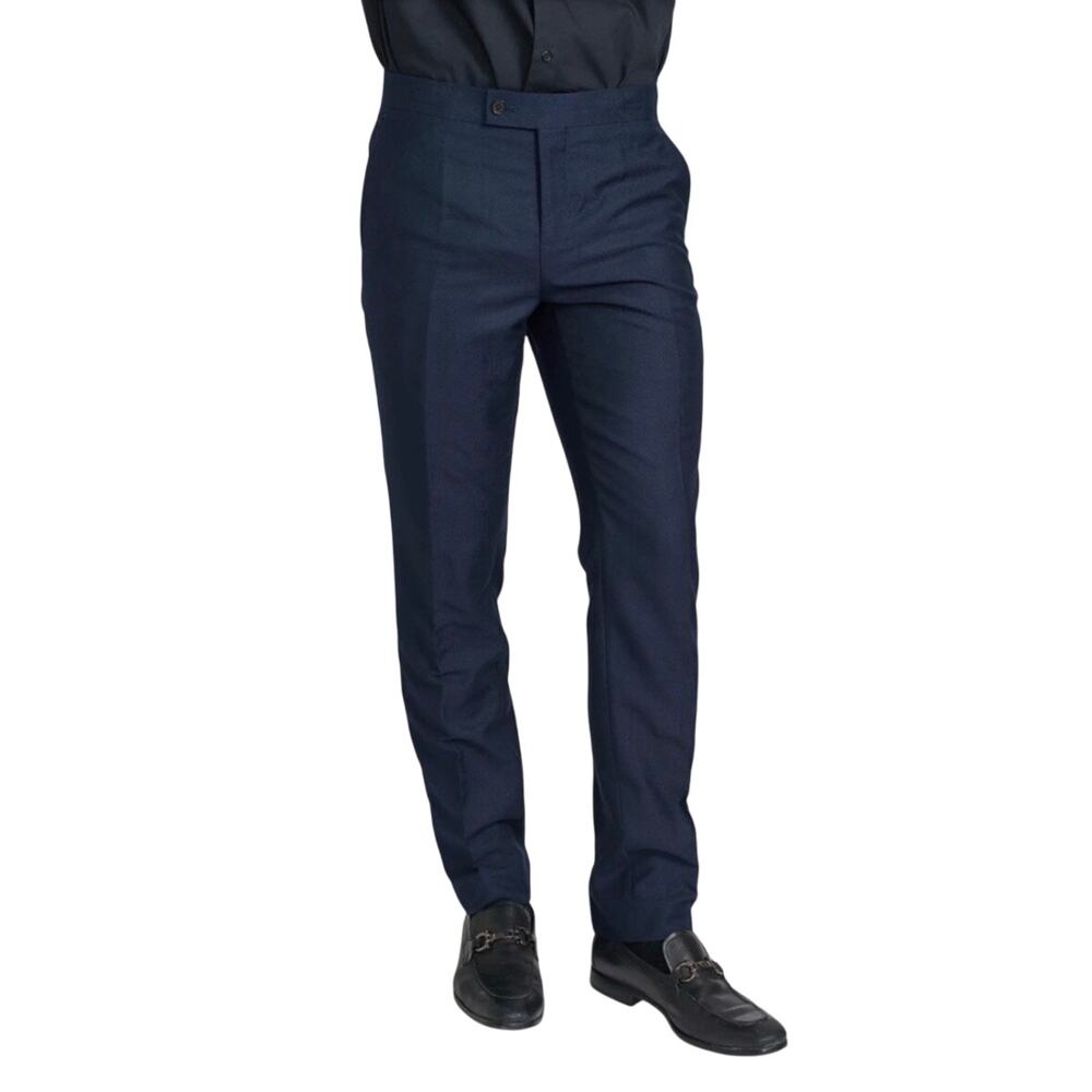 Savile Row Navy Dress Pants Men’s 38x32 Slim Fit Stretch Slacks
